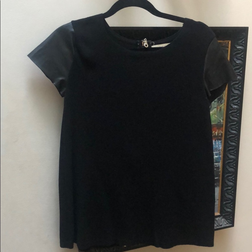 Zara knit faux leather sleeved top